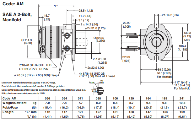 Гидравлический двигатель Parker 110A 111A 112A 113A 114A 116A